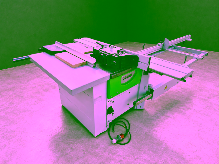 Spindle moulder side: guard with extraction connection, aluminium fences and cast iron table
