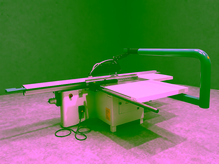 Outfeed side with blade guard on support arm