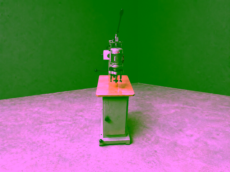 Drilling unit with motor and operating lever above the worktable