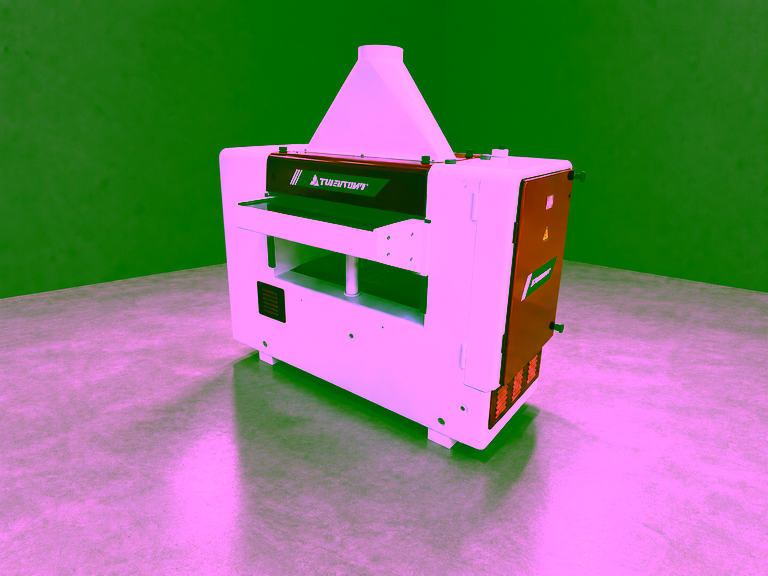 Rear view with outfeed opening and extraction hood